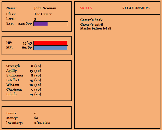 John Newman Character Sheet - Page 1